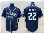 Tennessee Titans #22 Derrick Henry Navy Baseball Cool Base Jersey