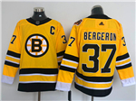 Boston Bruins #37 Patrice Bergeron Yellow 2020/21 Reverse Retro Jersey