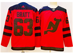 New Jersey Devils #63 Jesper Bratt 2024 Stadium Series Red Jersey