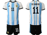 Argentina 2022/23 Home Blue/White Soccer Jersey with #11 di María Printing