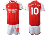 Arsenal F.C. 2023/24 Home Red Soccer Jersey with #10 Smith Rowe Printing