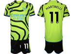 Arsenal F.C. 2023/24 Away Green Soccer Jersey with #11 MARTINELLI Printing