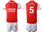 Arsenal F.C. 2023/24 Home Red Soccer Jersey with #5 Thomas Printing