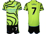 Arsenal F.C. 2023/24 Away Green Soccer Jersey with #7 Saka Printing