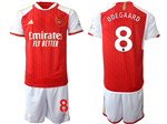 Arsenal F.C. 2023/24 Home Red Soccer Jersey with #8 Ødegaard Printing
