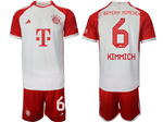 FC Bayern Munich 2023/24 Home White Soccer Jersey with #6 Kimmich Printing