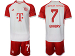 FC Bayern Munich 2023/24 Home White Soccer Jersey with #7 Gnabry Printing