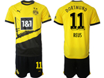 Borussia Dortmund 2023/24 Home Yellow Soccer Jersey with #11 Reus Printing