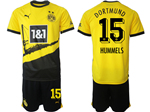Borussia Dortmund 2023/24 Home Yellow Soccer Jersey with #15 Hummels Printing