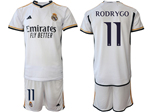 Real Madrid CF 2023/24 Home White Soccer Jersey with #11 Rodrygo Printing