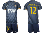 Real Madrid CF 2023/24 Away Navy Soccer Jersey with #12 Camavinga Printing