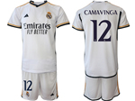 Real Madrid CF 2023/24 Home White Soccer Jersey with #12 Camavinga Printing