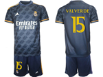 Real Madrid CF 2023/24 Away Navy Soccer Jersey with #15 Valverde Printing