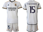 Real Madrid CF 2023/24 Home White Soccer Jersey with #15 Valverde Printing
