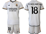 Real Madrid CF 2023/24 Home White Soccer Jersey with #18 Tchouameni Printing
