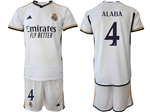 Real Madrid CF 2023/24 Home White Soccer Jersey with #4 Alaba Printing