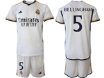 Real Madrid CF 2023/24 Home White Soccer Jersey with #5 Bellingham Printing