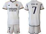 Real Madrid CF 2023/24 Home White Soccer Jersey with #7 Vini Jr. Printing
