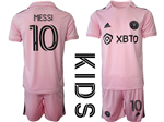 Inter Miami CF 2023 Youth Home Pink Soccer Jersey with #10 Messi Printing