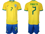 Brazil 2022/23 Home Gold Soccer Jersey with #7 Paquetá Printing