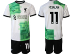 Liverpool F.C. 2023/24 Away White/Green Soccer Jersey with #11 M.Salah Printing