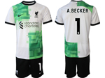 Liverpool F.C. 2023/24 Away White/Green Soccer Jersey with #1 A.Becker Printing