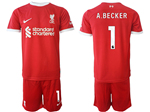 Liverpool F.C. 2023/24 Home Red Soccer Jersey with #1 A.Becker Printing