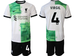 Liverpool F.C. 2023/24 Away White/Green Soccer Jersey with #4 Virgil Printing