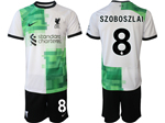 Liverpool F.C. 2023/24 Away White/Green Soccer Jersey with #8 Szoboszlai Printing