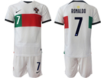 Portugal 2022/23 Away White Soccer Jersey with #7 Ronaldo Printing