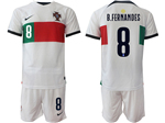Portugal 2022/23 Away White Soccer Jersey with #8 B.Fernandes Printing