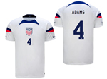 USA 2022/23 Home White Soccer Jersey with #4 ADAMS Printing